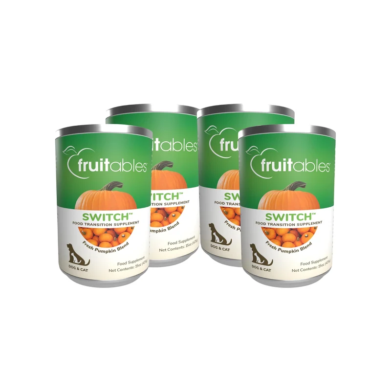 Fruitables Switch Fresh Pumpkin Blend – Soutien digestif pour chiens et chats, pack 4 boîtes 15 oz
