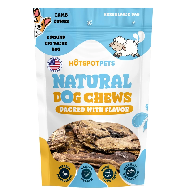 Hotspot Pets – Friandises d’agneau séchées pour chiens, 2 lb, Naturelles et Fabriquées aux États-Unis