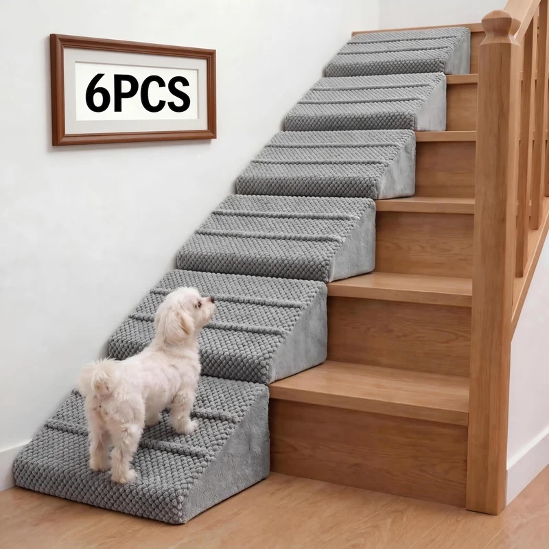 Rampe ZJDJEZJD pour chiens et chats – Pads en mousse anti-glisse, 6 pièces (gris)