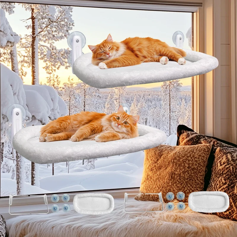 L&W BROS. Hamac Fenêtre pour Chat — Ventouses 50 lb, Montage Facile (2 pièces)