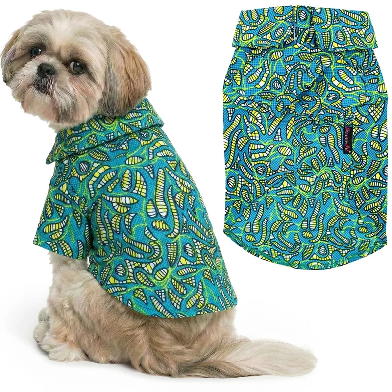 Chemise pour chien Parisian Pet – Feuilles tribales en coton, taille moyenne, look tropical léger