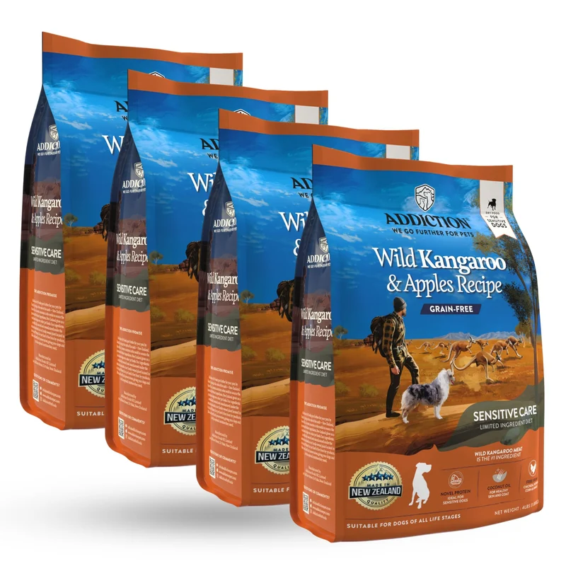 Addiction Wild Kangourou & Pommes – Croquettes sans céréales pour chiens sensibles, Nouvelle-Zélande