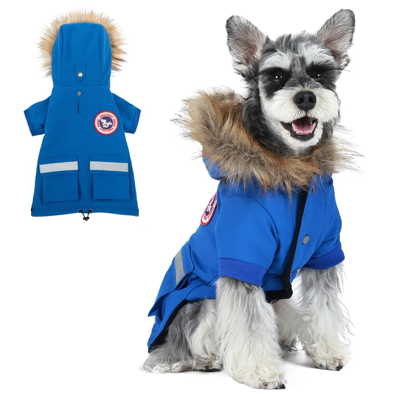PINA Manteau Petit Chien — Imperméable Hiver, Doublure Flanelle et Capuche Fourrure