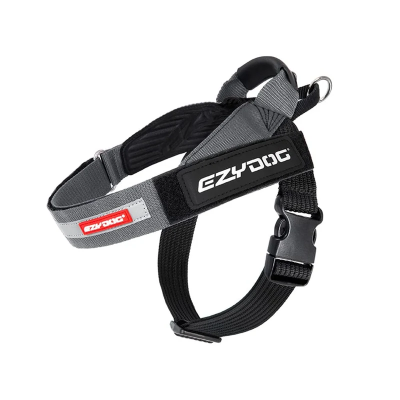 Harnais EzyDog Express pour chiens — Ajustable, Confort Ergonomique, Poignée et Boucle Latérale (Gris, M)
