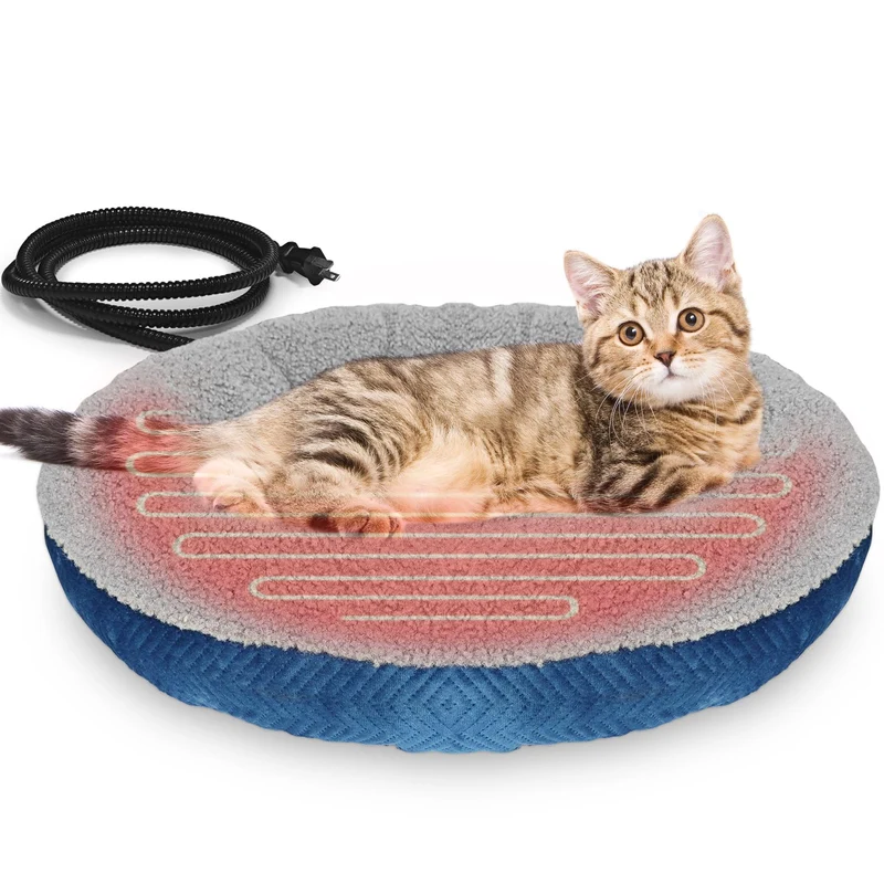 AUPETEK Lit Chauffant pour Chats — 19 Pouces, Rond et Doux