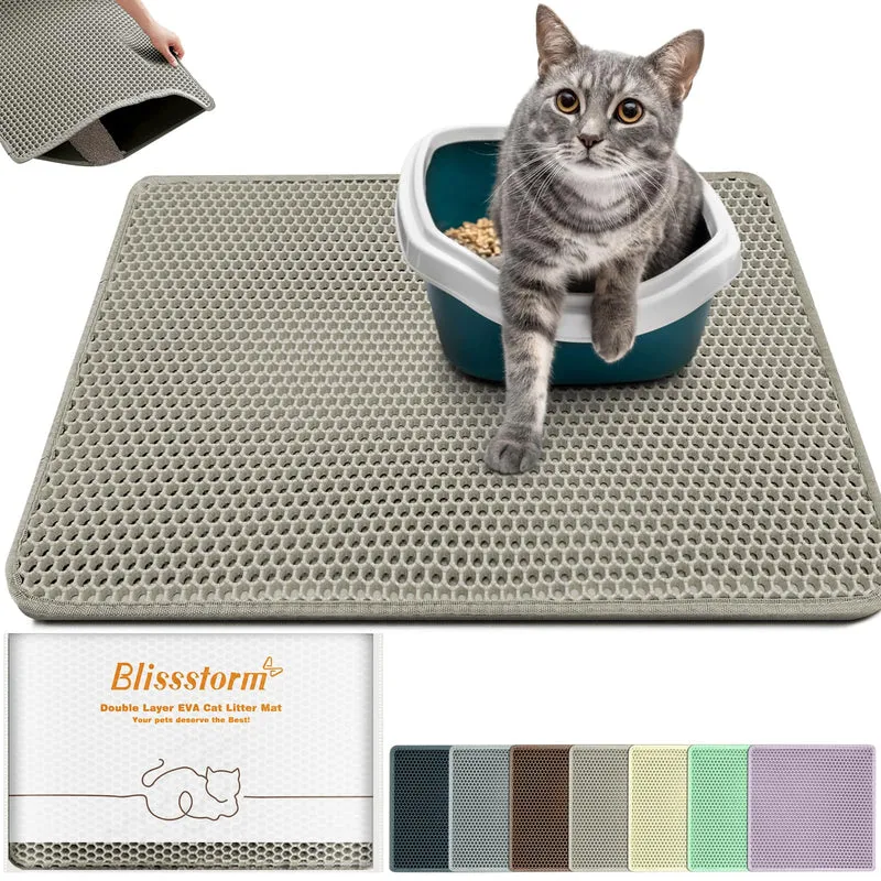 Blissstorm Tapis Litière pour Chat Extra-Large – 47x27 pouces, Étanche, Antidérapant, Beige