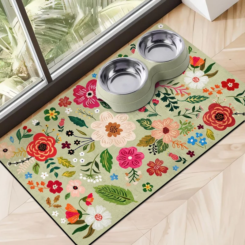 Cuslnox Tapis Alimentaire Écologique – Absorbant & Séchage Rapide (24x32) pour Chats et Chiens