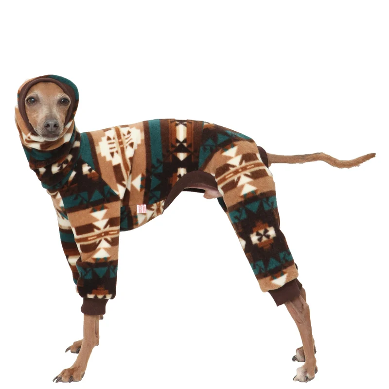 Doggystar Pull-polaire nordique pour lévrier italien et whippet – Col roulé, taille L, brun nordique
