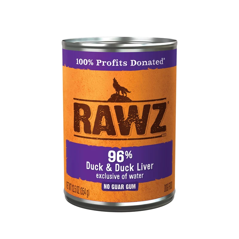 Rawz 96% Viande – Aliment humide chien (canard & foie) – Lot de 12 boîtes 12,5 oz