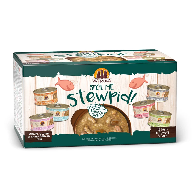 Weruva Classic Stews pour chats — Spoil Me Stewpid ! Lot varié, boîtes de 85 g (18 boîtes)