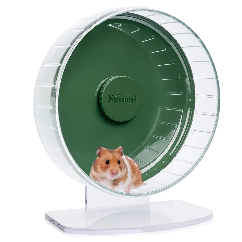 Roue d’exercice silencieuse Niteangel – Hamster (M), Vert Foncé, Support Réglable