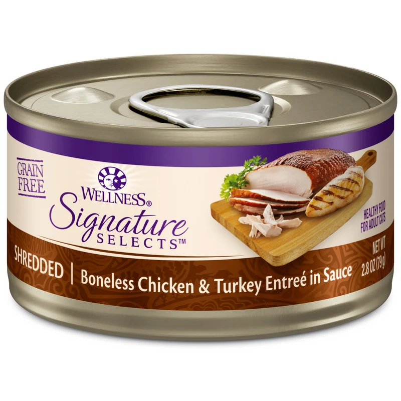 Wellness CORE Signature Selects - Pâtée en conserve pour chat adulte sans céréales, poulet et dinde, 2,8 oz, pack 12