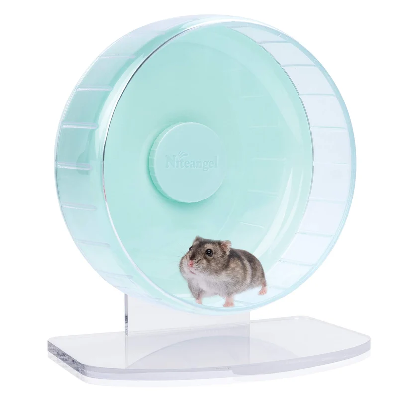 Niteangel Roue d'Exercice Ultra-Silencieuse pour Hamster – 8,2 Pouces, Hauteur Réglable, Vert Menthe