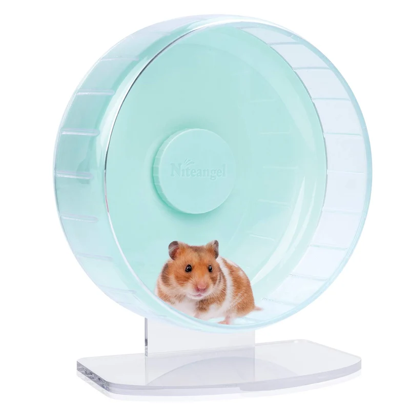 Niteangel Roue d’Exercice Ultra Silencieuse pour Hamster – Hauteur Ajustable et Base Solide, Vert Menthe