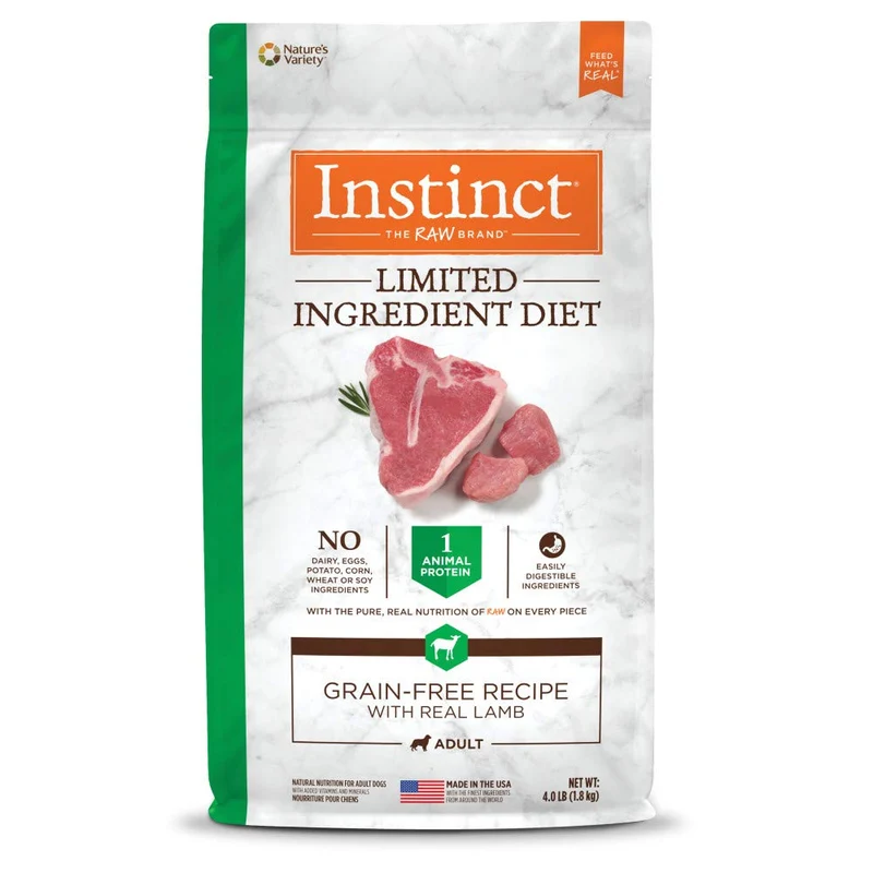 Instinct Régime Ingrédients Limités – Croquettes Sans Céréales à l'Agneau, Sac 1,8 kg