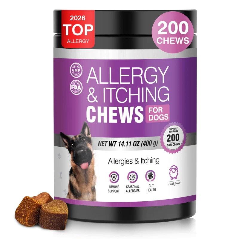 TTLXRL Friandises Allergie pour Chiens – 200 unités, soutien peau et immunité (goût agneau)