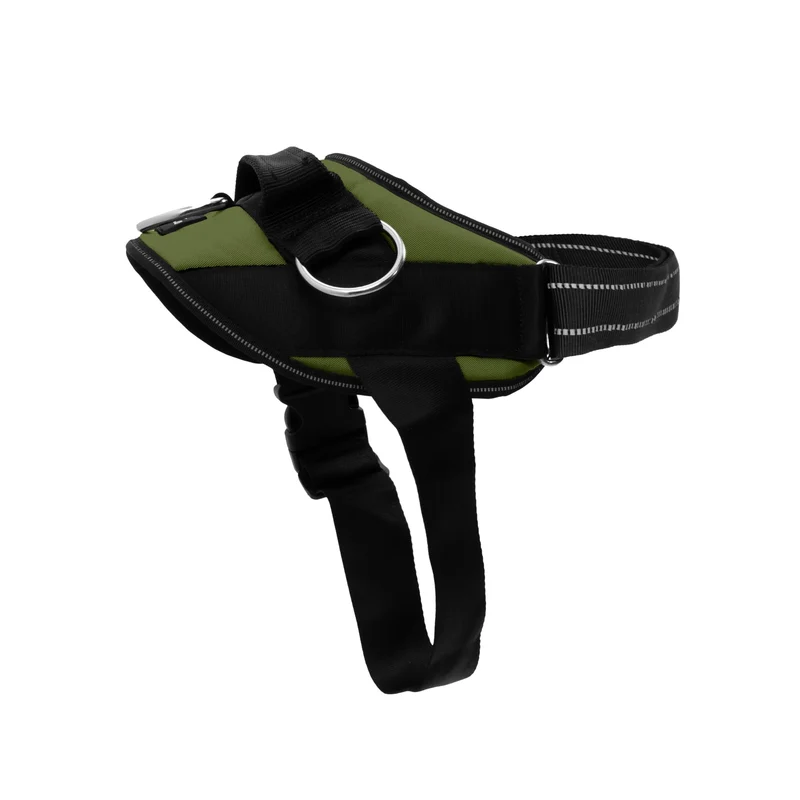ShawnCo Essential Harnais Chien – Anti Tirage, Sans Étranglement, 3 Points d’Attache, Réfléchi, Ajustable (Vert Olive, Taille S)