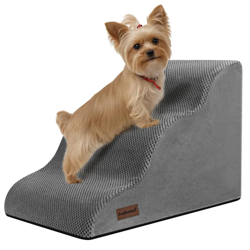 Escalier Chien Aodisman – 3 Étapes Gris, Hauteur 15,4 po, Antidérapant
