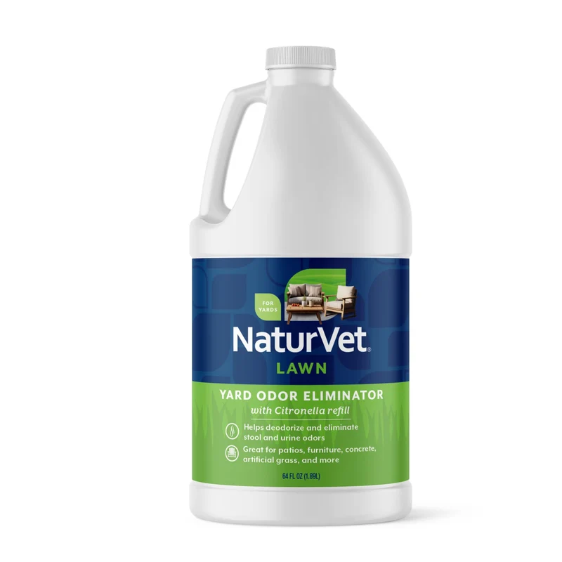 NaturVet – Éliminateur d’odeurs extérieures à la citronnelle – Spray pour gazon, patios et surfaces – Recharge 1,89 L (sans buse)