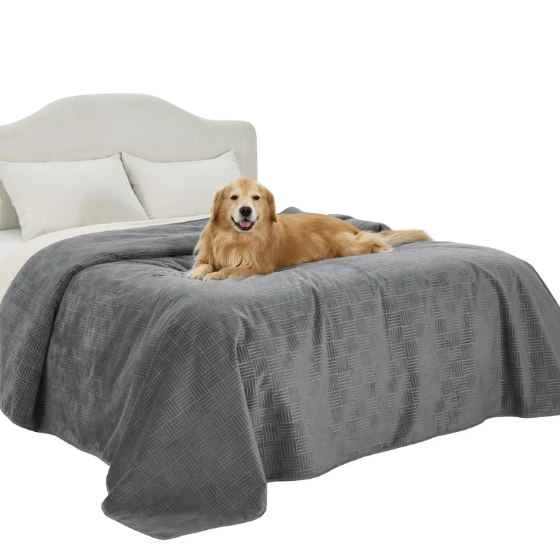 Bedsure Housse Imperméable pour Animaux – Couverture Étanche pour Lit King et Canapé, Lavable, Gris Cendré 82x102 po