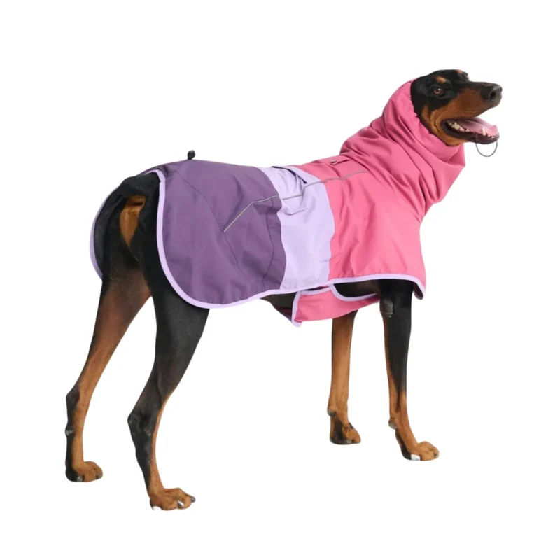 Spark Paws Manteau de Pluie pour Chien – Imperméable, Coupe-vent, Réflectif, Tailles 3XL–4XL – Rose Lilas