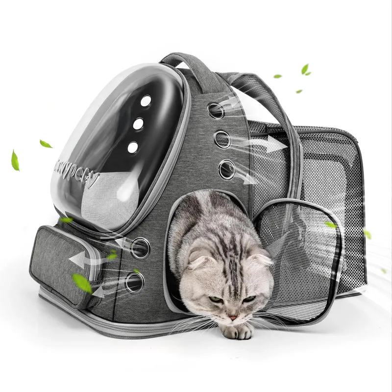 Cawypety Sac à Dos Extensible pour Chats et Petits Chiens – Bulle Frontale, Confort de Voyage et Compatible Avion