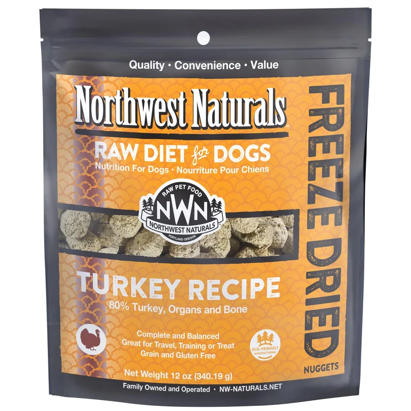 Northwest Naturals Dinde Lyophilisée pour Chien – Nuggets Petite Taille, Sans Céréales, Haute Protéine, 12 Oz – Qualité Humaine, Fabriqué aux États‑Unis