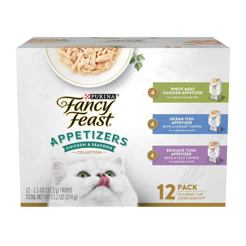 Fancy Feast Apéritifs à Lécher Sans Céréales pour Chats – Pack Variété 2x12 Barquettes 31 g