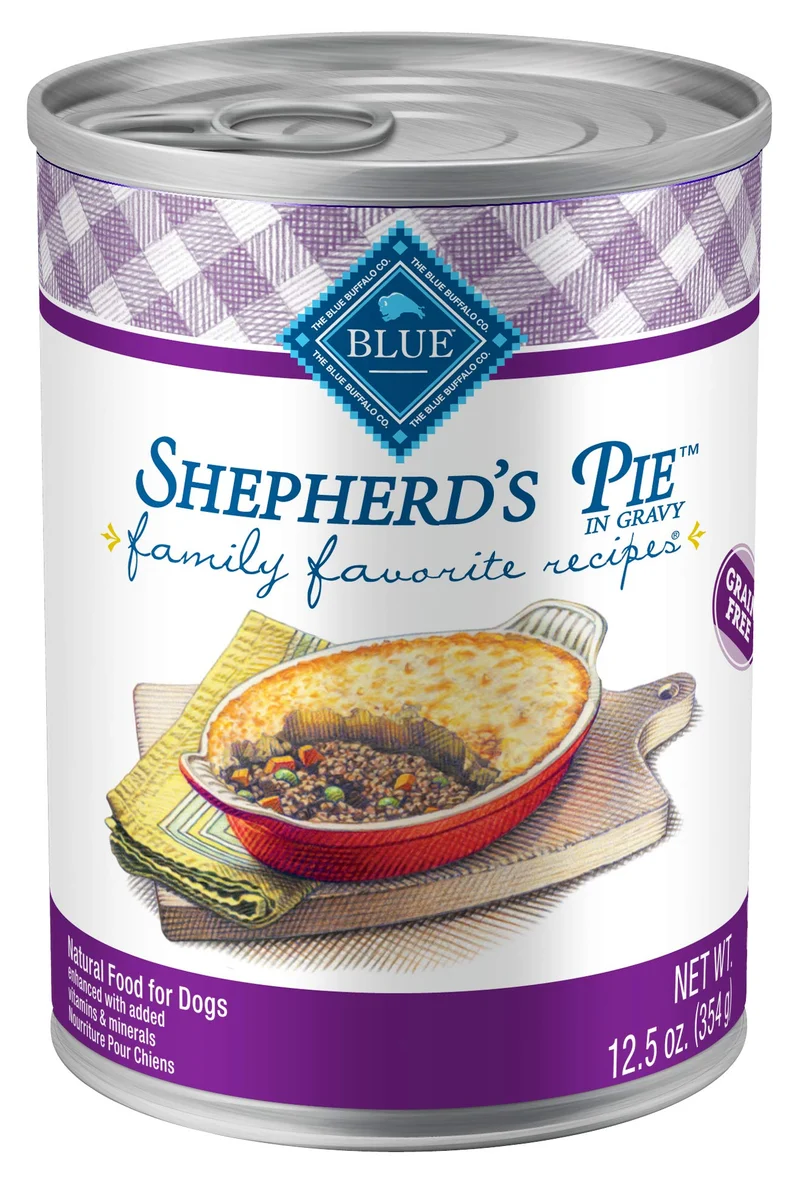 Blue Buffalo Family Favorites – Pâtée humide pour chien adulte, Shepherd's Pie au bœuf et légumes, 12 boîtes de 354 g