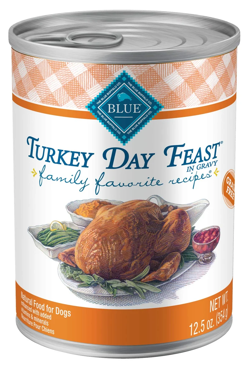 Blue Buffalo Family Favorites Nourriture humide pour chien adulte – Dinde Day Feast, 12,5 oz, pack de 12