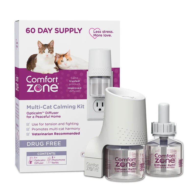 Kit Comfort Zone 60 jours – Diffuseur Multi-Chat + 2 Recharges | Phéromones apaisantes pour chats