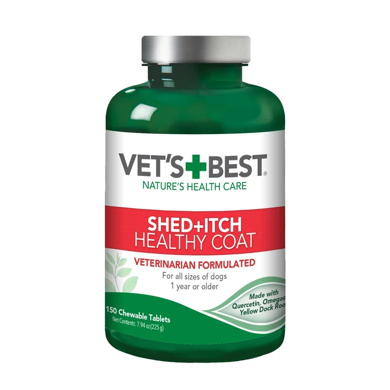 Vet's Best Healthy Coat Shed & Itch Relief pour chiens — pelage sain et démangeaisons apaisées, 150 friandises