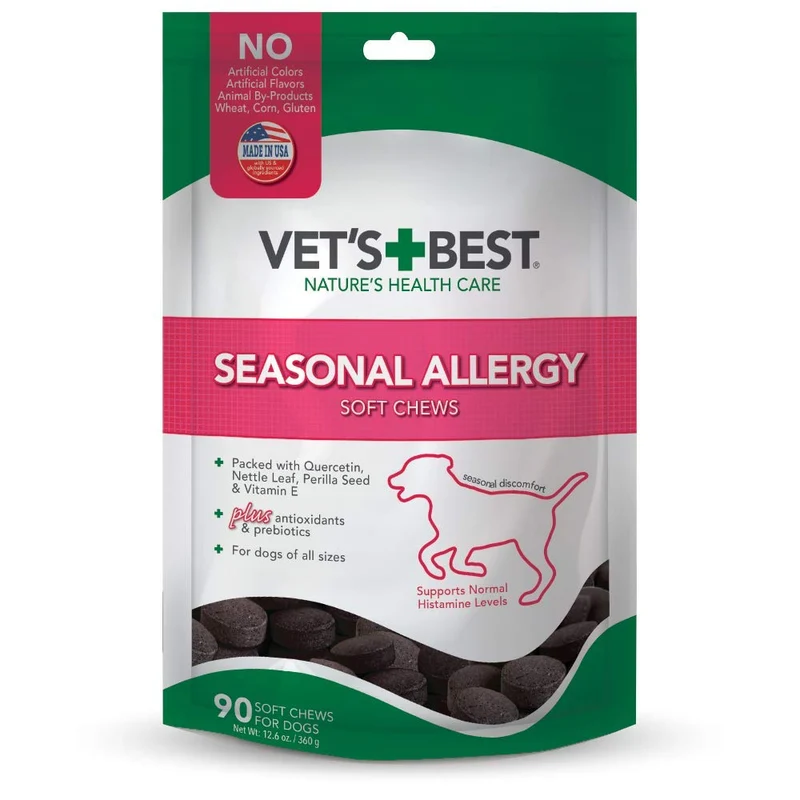 Vet's Best Allergie Saison – Bouchées souples à croquer pour chien, peau et confort – 90 jours