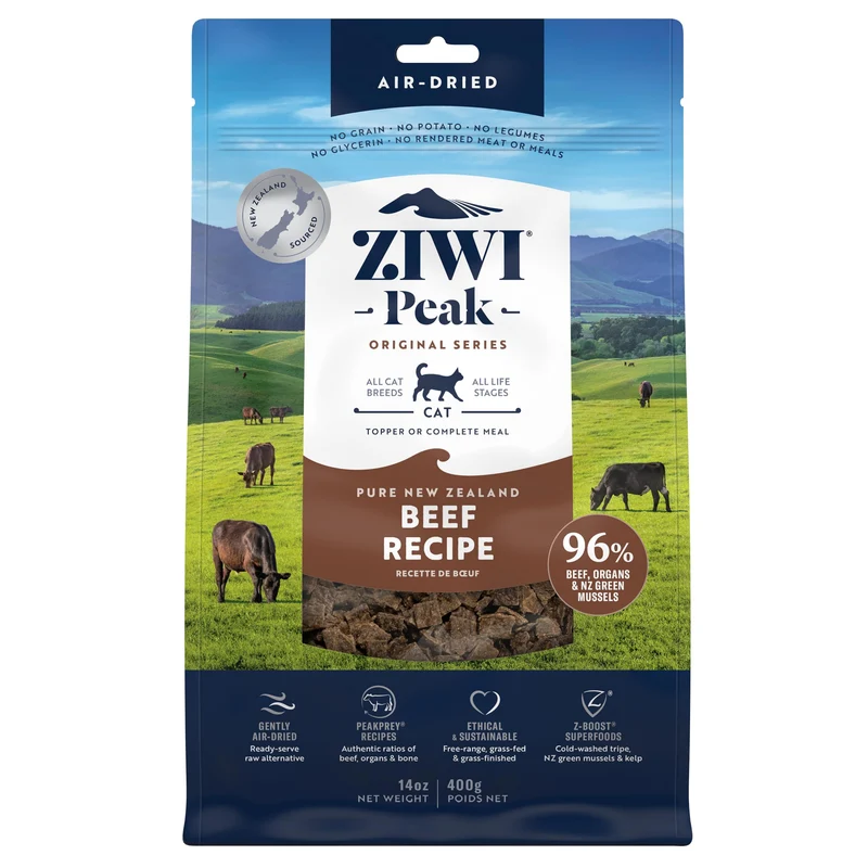 ZIWI Peak – Alimentation chat séchée à l’air, Boeuf, Sans céréales, Protéines élevées (14 oz)