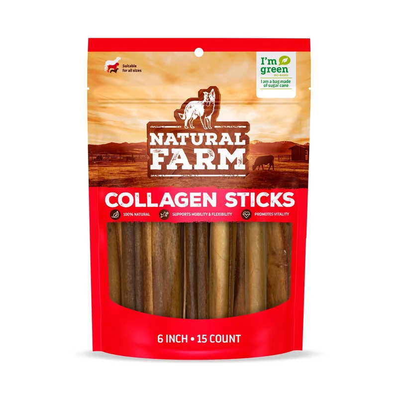 Natural Farm Bâtonnets de collagène 6 pouces (15 sachets) — pour articulations, peau et pelage