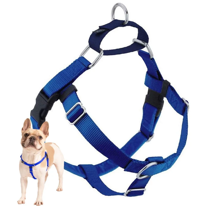 2 Hounds Design Freedom harnais anti-traction pour chien — Réglable, Confort, Tailles S/M/L, Fabriqué aux États‑Unis, Bleu Royal, Largeur 1 po