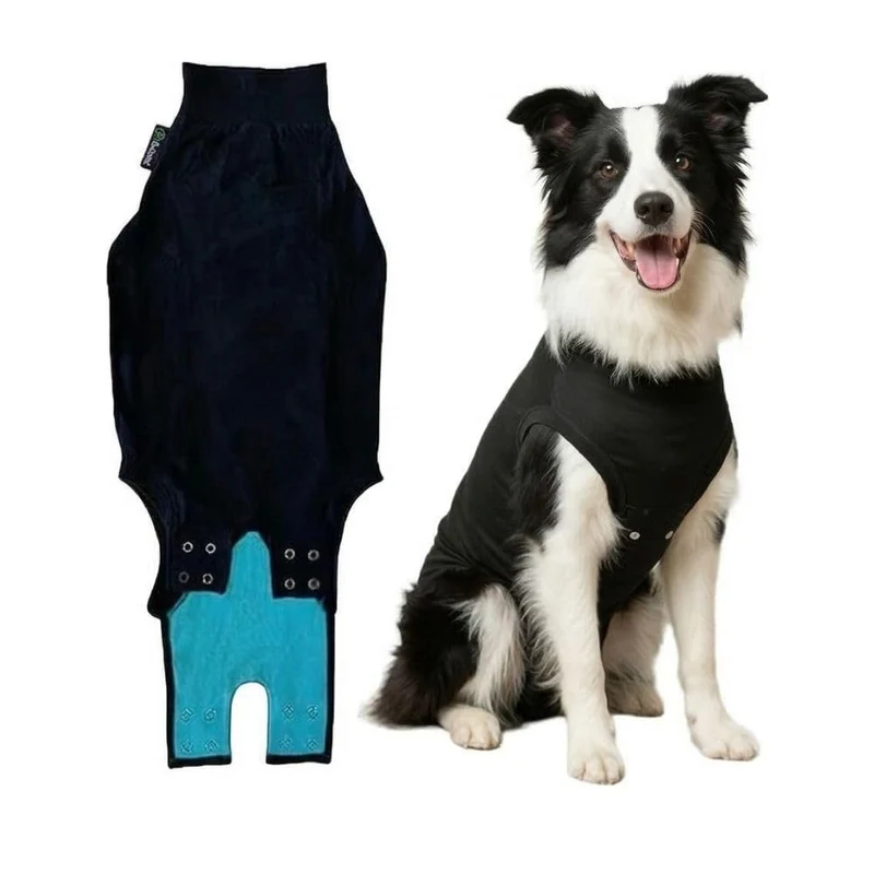 Suitical Recovery Suit pour Chien – XL Noir (74–82 cm) | Vêtement post-chirurgie à système clip-up et tissu respirant