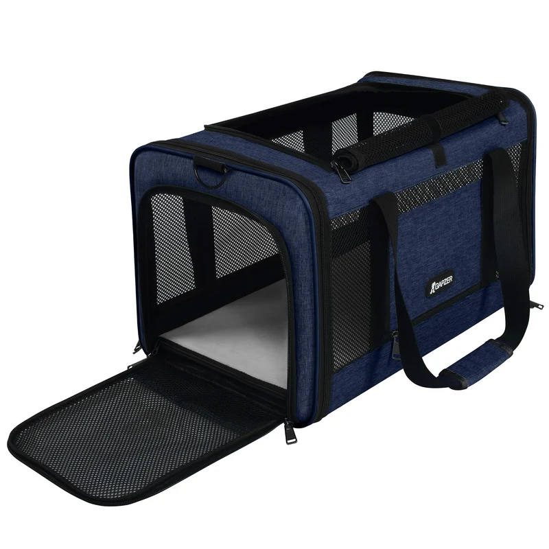 GAPZER Transporteur Softshell pour Chat et Petit Chien 18x11x11 – Approuvé United Airlines en Cabine, Navy