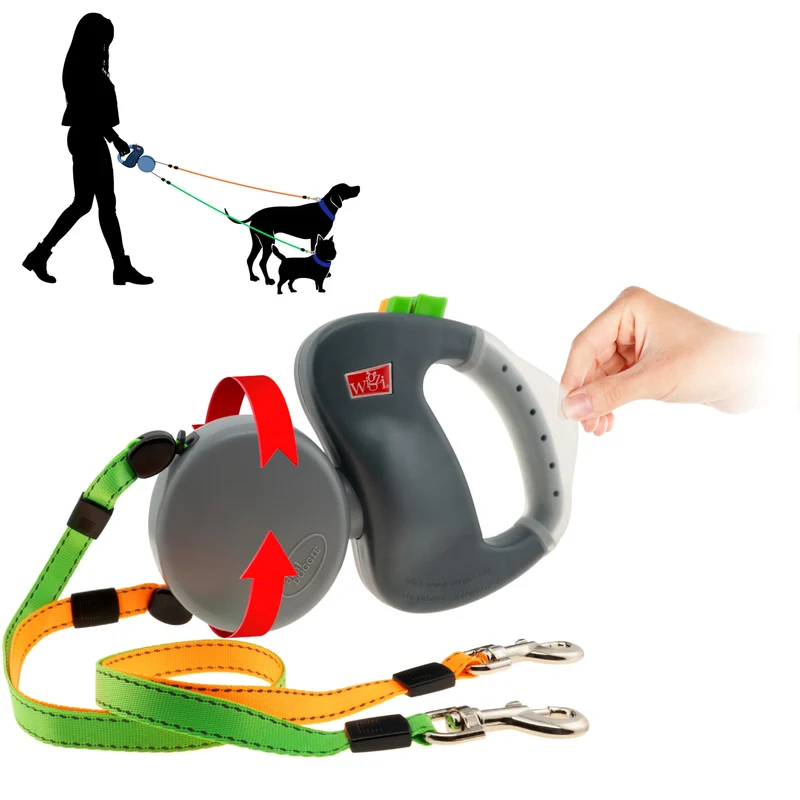 WIGZI Édition 2025 – Laisse double pour 2 chiens, 10 pieds par chien, poignée gel, sans enchevêtrement