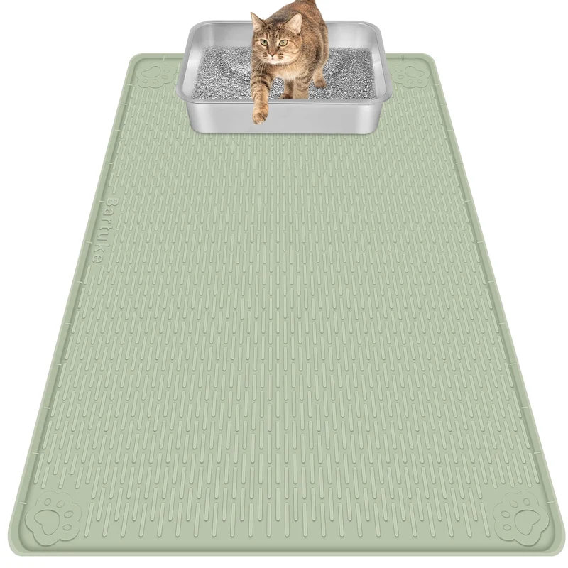 Bartuke Tapis Litière pour Chat — Grand Format 40x28 cm en Silicone — Vert
