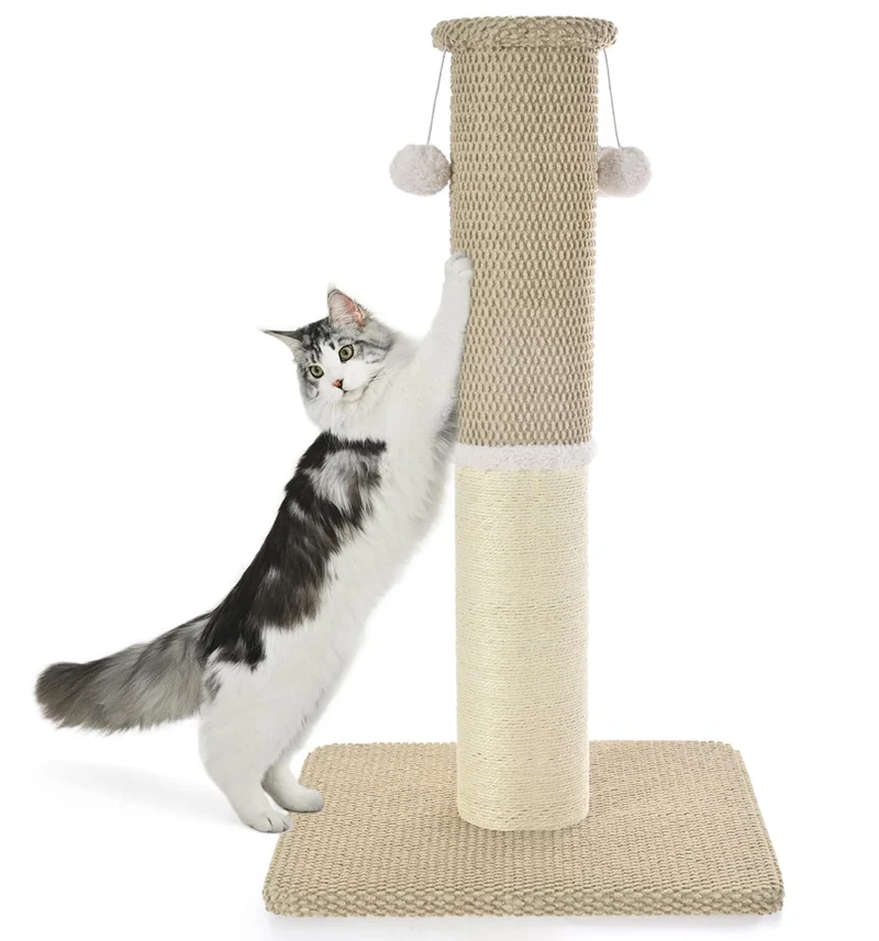 MADE 4 PETS - Poteau à gratter pour chat haut 33 pouces, sisal naturel et base robuste – Beige