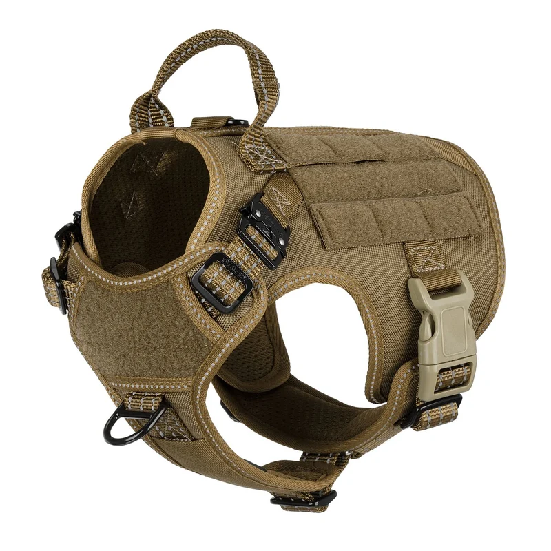 ICEFANG Harnais Tactique Chien Petit – 2 Boucles Aluminium, MOLLE, Poignée et Attache Avant