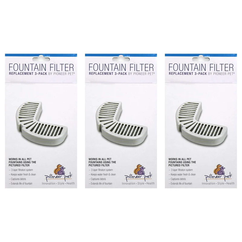 Filtres de remplacement Pioneer Pet pour fontaines céramique et inox – Raindrop (9 filtres, 3 boîtes)