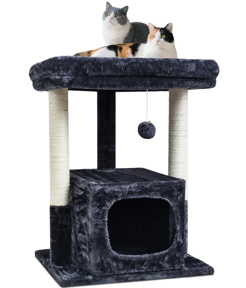 SYANDLVY Arbre à Chat 27 po – Tour d'activité moderne avec postes à gratter et perchoir en peluche
