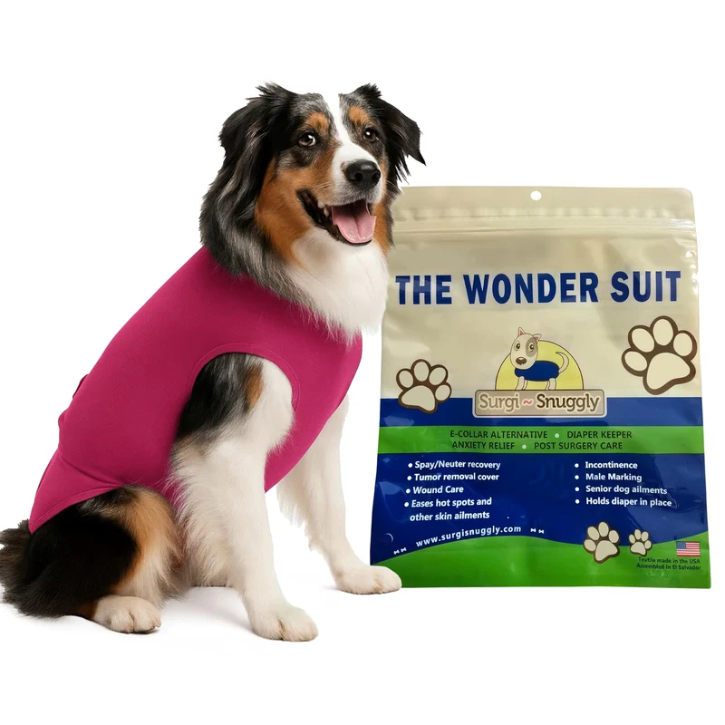 Surgi~Snuggly – Veste de récupération post-chirurgie pour chiens (stérilisation et castration) – 14 tailles, 7 couleurs
