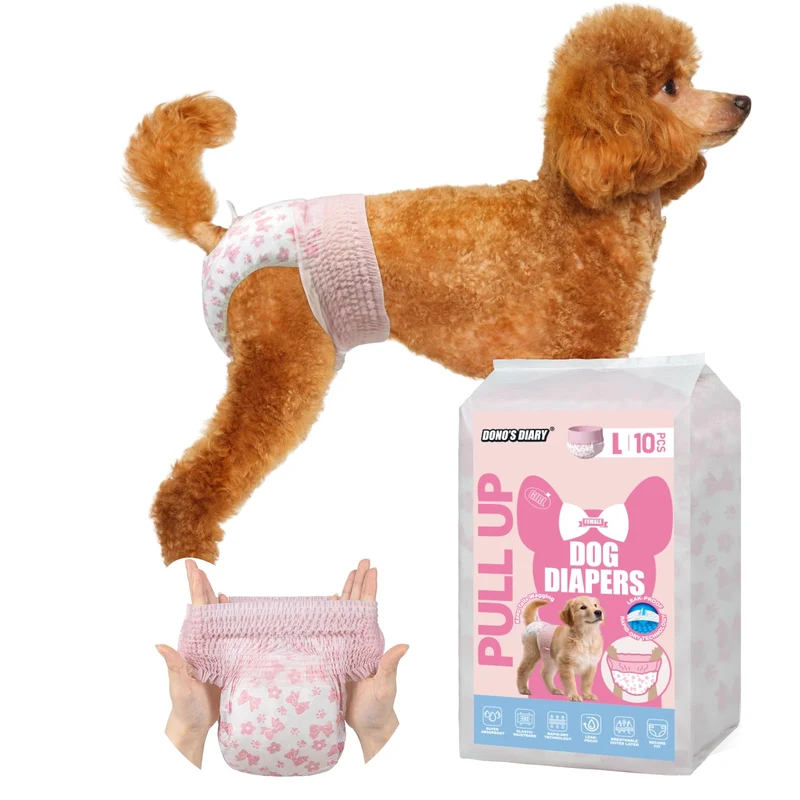 Couches jetables Dono à enfiler pour chienne femelle - Taille L, 360° élastique, absorption rapide, anti-fuites, 40 pièces