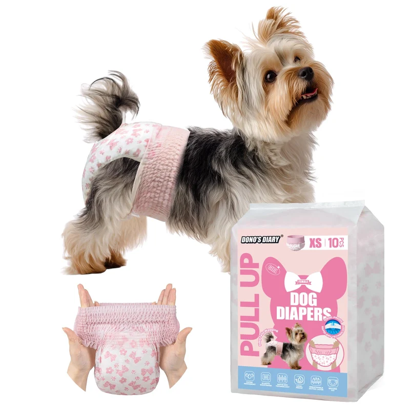 Dono Couches Pull-Up Féminines pour Chien – 360° Taille, Absorption Rapide, Étanche – XS, 40 pièces