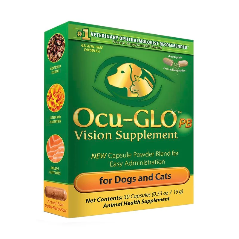 Ocu-GLO PB Vision – Supplément en poudre pour petits chiens et chats, 30 portions – Luteine, Oméga-3 et antioxydants