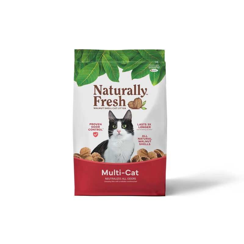 Naturally Fresh Litière pour Chats – Coques de Noix, Sans Parfum, Multi-Chats, Upcyclée, Faible Poussière, 30 lb