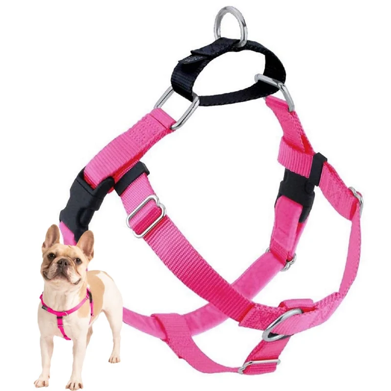 2 Hounds Design Freedom – Harnais Sans Tirage pour Chien, Réglable et Confortable, Fabriqué aux États‑Unis, Rose Fuchsia, 1 pouce